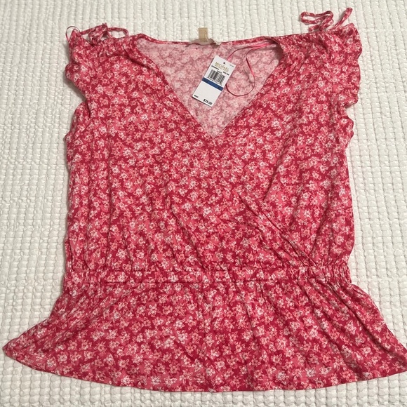 Michael Kors Red Floral Crop Top NWOT - Picture 6 of 7